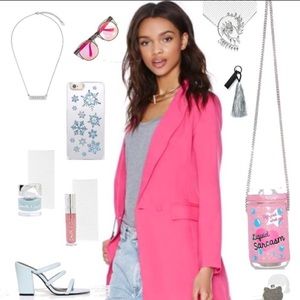 Hot pink blazer .
